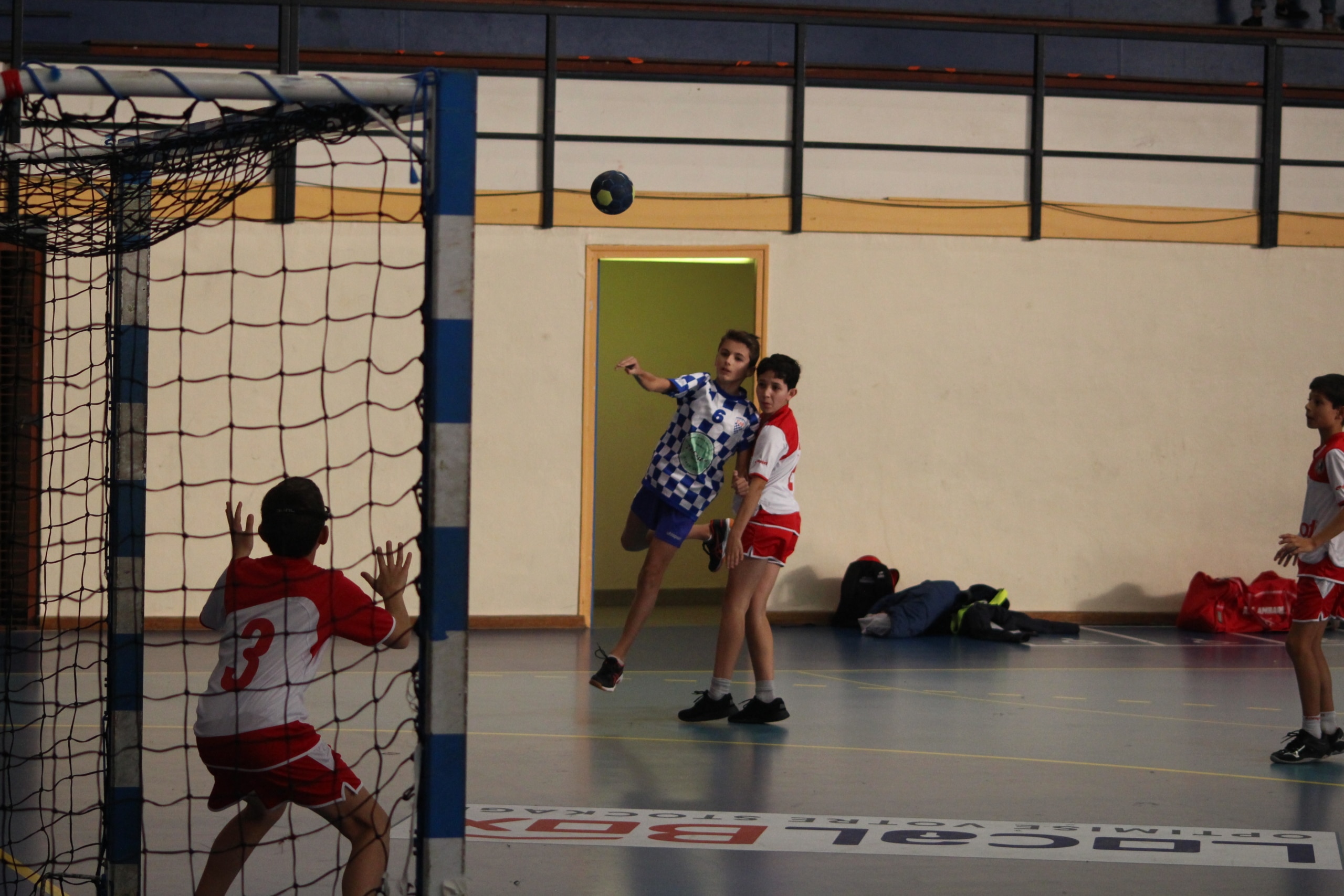 Maillot Handball Vintage CAB Bègles - Blanc Damier - Taille L - Porté N°14 - Occasion